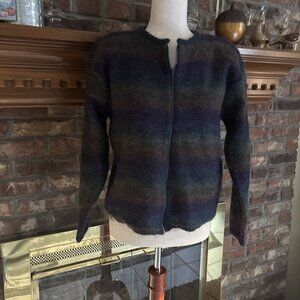 Dress Barn Purple Mohair Zip Front Cardigan Size XL Cropped Vintage